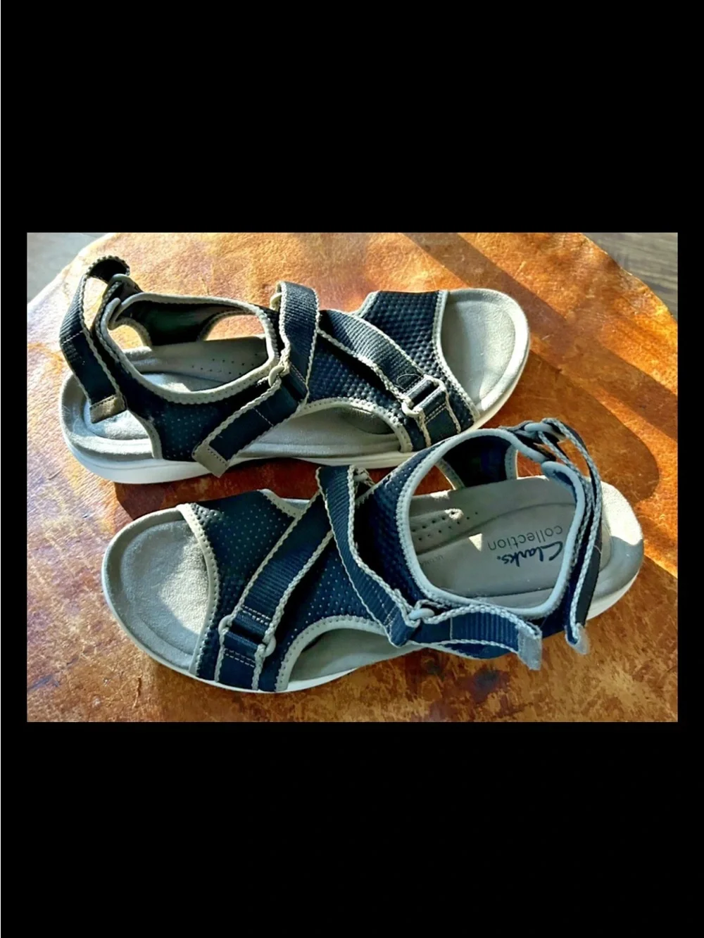 Clark’s Amanda Stroll Mesh Adjustable Sport Sandals Women's 10M Black EUC